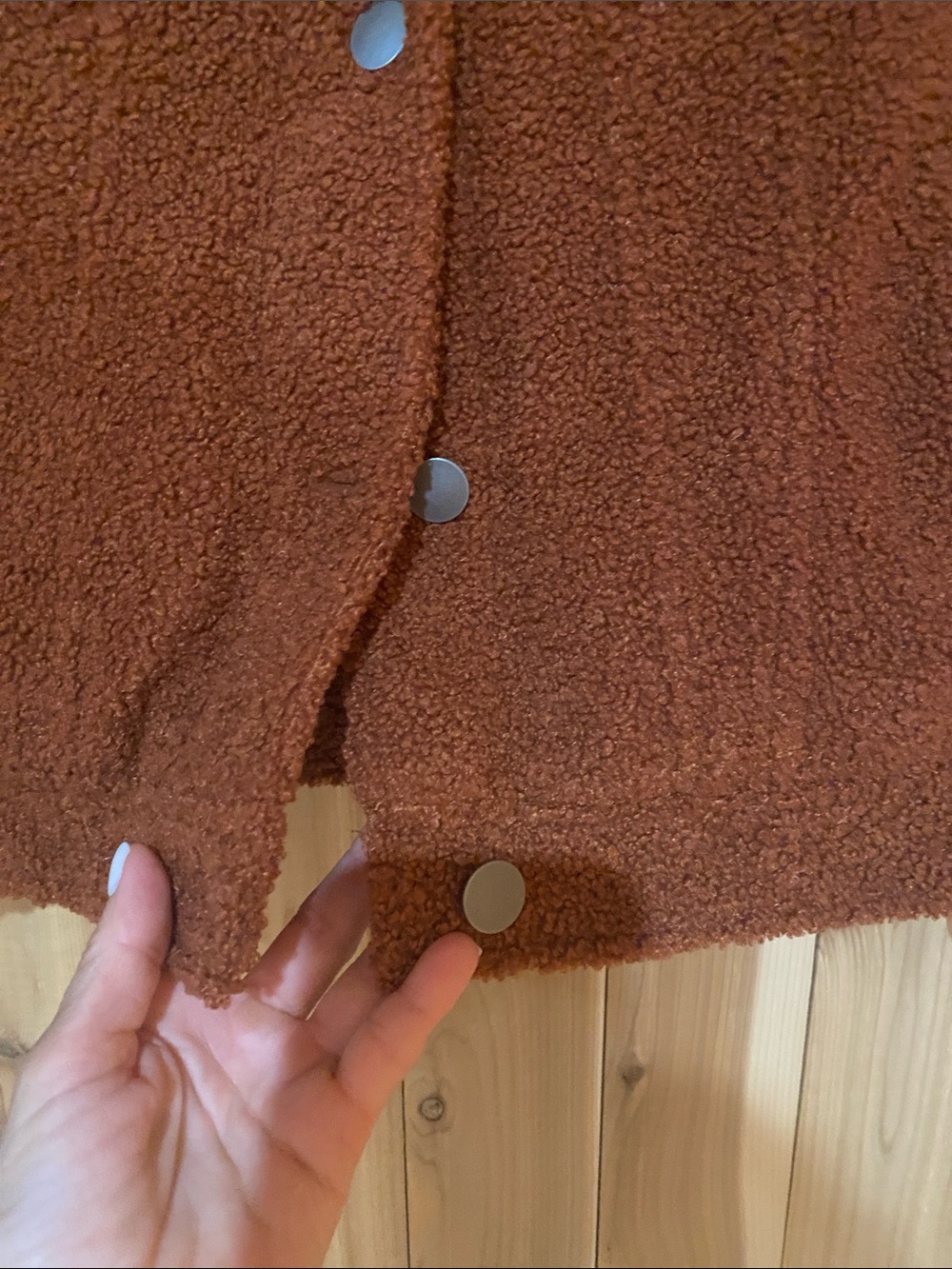 bp Rust Teddy Button-Front Jacket - Picture 5 of 11